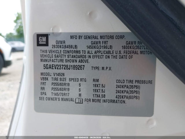 Продажа на аукционе авто 2008 Buick Enclave Cxl, vin: 5GAEV23728J189267, номер лота: 45484438