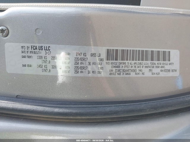 45484471 :رقم المزاد ، 2C4RC1BG4HR734303 vin ، 2017 Chrysler Pacifica Touring-l مزاد بيع