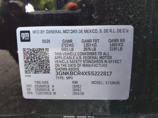 3GNKBCR4XSS222817 Chevrolet Blazer Fwd 2lt