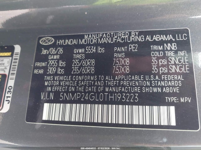 Hyundai Santa Fe Sel 2026 5NMP24GL0TH193223 Image 9