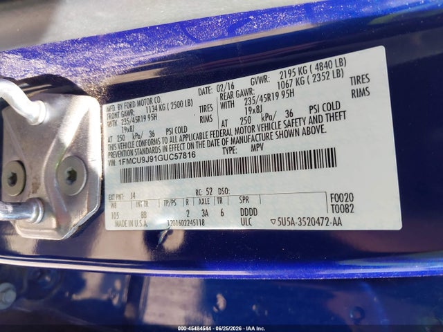 Ford Escape Titanium 2016 1FMCU9J91GUC57816 Image 9