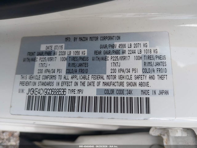 Aukcja sprzedaży 2016 Mazda Cx-5 Touring, vin: JM3KE4CY9G0688536, numer aukcji: 45484548
