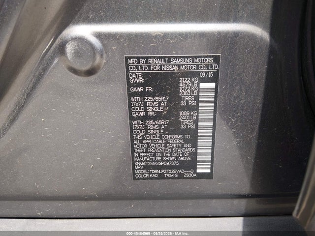 2016 Nissan Rogue S მანქანა იყიდება აუქციონზე, vin: KNMAT2MV2GP597375, აუქციონის ნომერი: 45484569