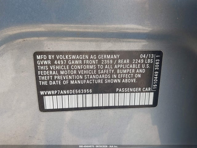 Aukcja sprzedaży 2013 Volkswagen Cc 2.0t Lux, vin: WVWRP7AN6DE563956, numer aukcji: 45484570