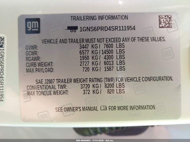 1GNS6PRD4SR111954 Chevrolet Tahoe 4wd Z71