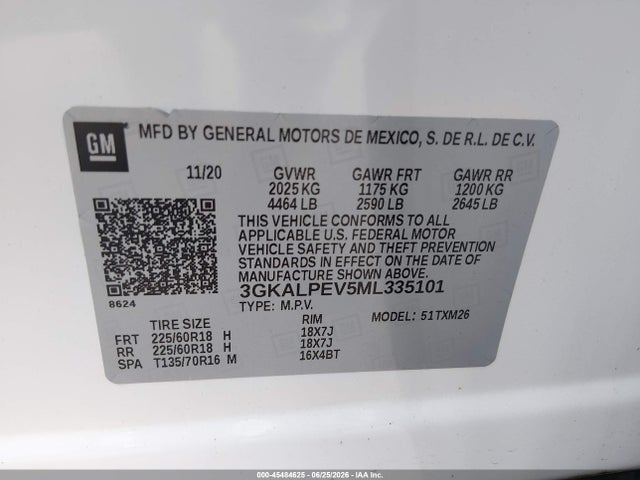 Продаж на аукціоні авто 2021 Gmc Terrain Fwd Slt, vin: 3GKALPEV5ML335101, номер лоту: 45484625