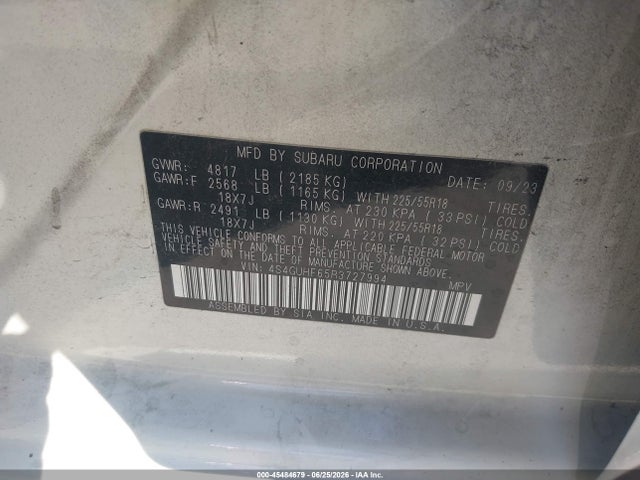 4S4GUHF65R3727994 Subaru Crosstrek Sport