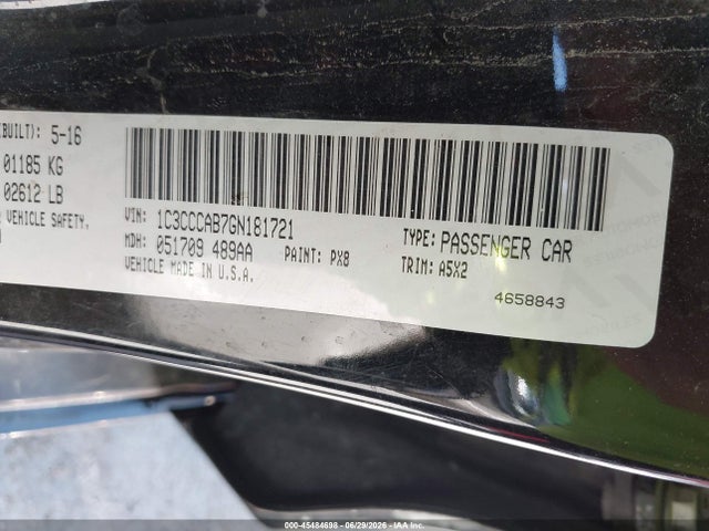 45484698 :رقم المزاد ، 1C3CCCAB7GN181721 vin ، 2016 Chrysler 200 Limited مزاد بيع