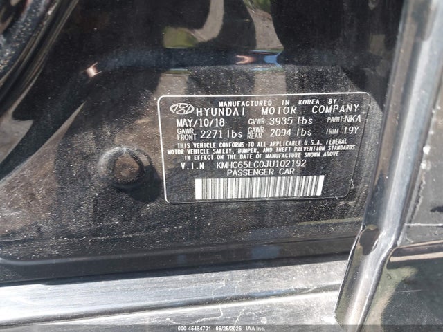 45484701 :رقم المزاد ، KMHC65LC0JU102192 vin ، 2018 Hyundai Ioniq Hybrid Blue مزاد بيع