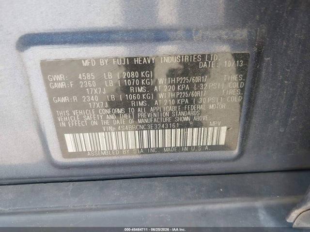 Aukcja sprzedaży 2014 Subaru Outback 2.5i Limited, vin: 4S4BRCNC3E3243161, numer aukcji: 45484711
