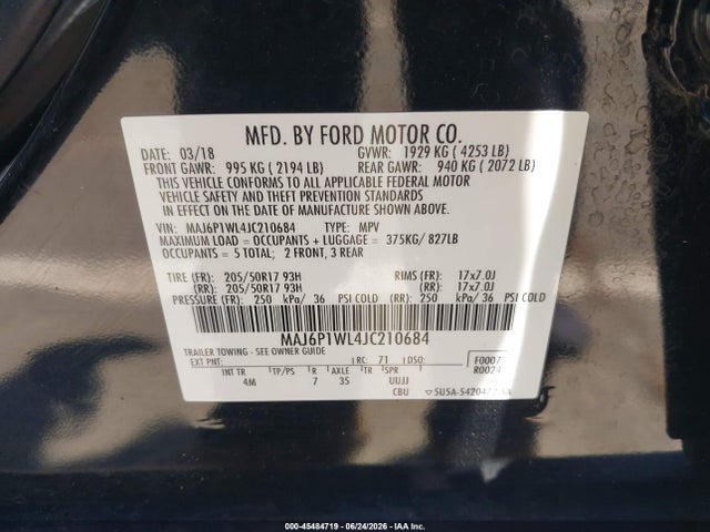 Ford Ecosport Titanium 2018 MAJ6P1WL4JC210684 Image 9