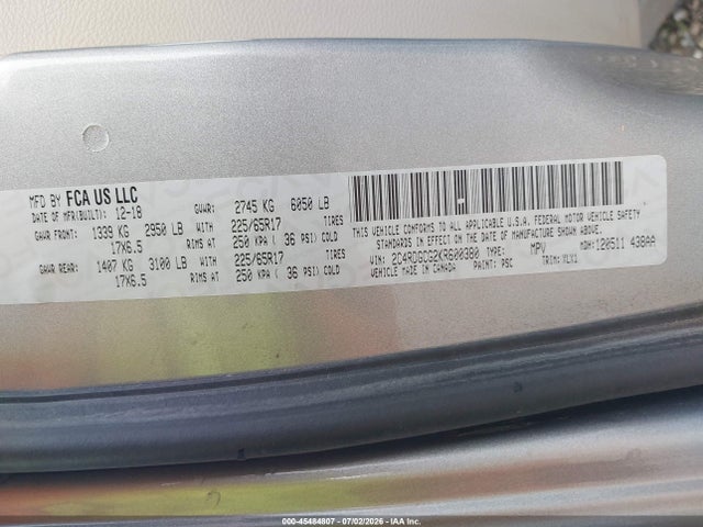 Dodge Grand Caravan Sxt 2019 2C4RDGCG2KR600380 Image 9
