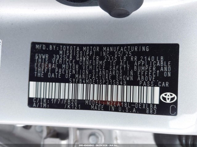 5YFB4MDE1SP315649 Toyota COROLLA LE