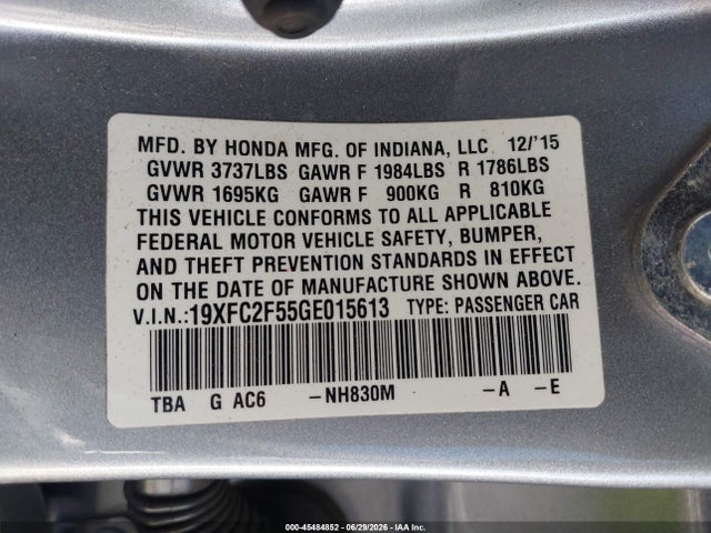 Honda Civic Lx 2016 19XFC2F55GE015613 Image 9