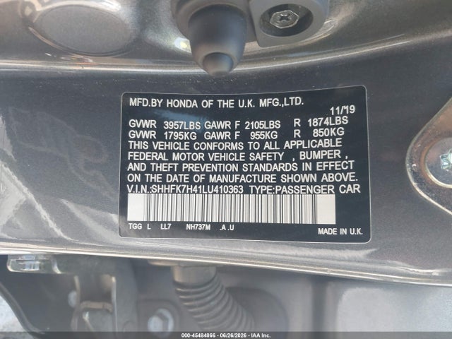 SHHFK7H41LU410363 Honda Civic Sport