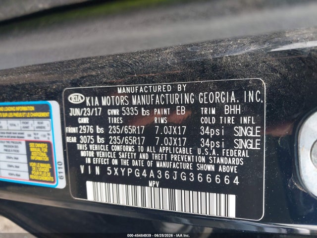 Aukcja sprzedaży 2018 Kia Sorento 2.4l Lx, vin: 5XYPG4A36JG366664, numer aukcji: 45484939