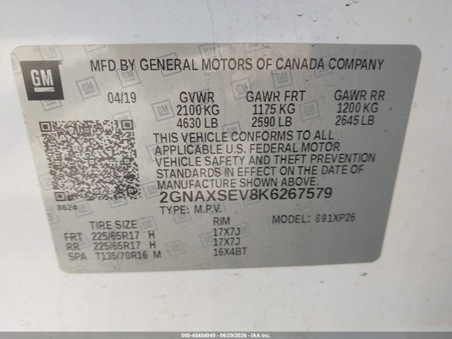 Chevrolet EQUINOX LS 2019 2GNAXSEV8K6267579 Image 9
