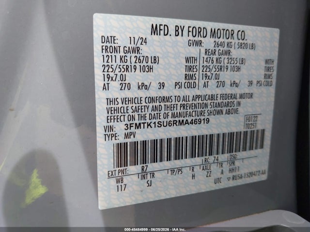 3FMTK1SU6RMA46919 Ford Mustang Mach-e Select