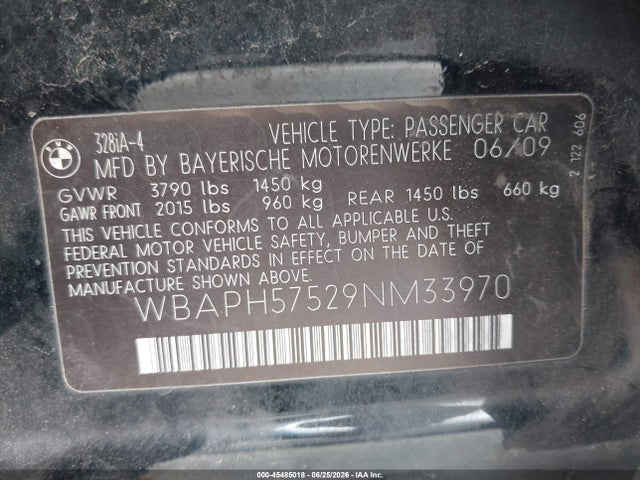 Продаж на аукціоні авто 2009 Bmw 328i, vin: WBAPH57529NM33970, номер лоту: 45485018