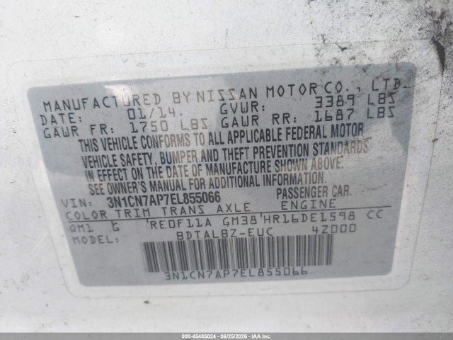 Nissan Versa 1.6 Sv 2014 3N1CN7AP7EL855066 Image 9