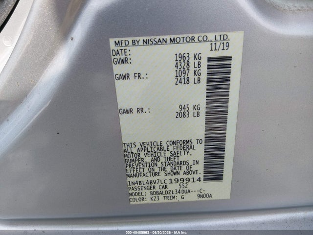 1N4BL4BV7LC199914 Nissan Altima S Fwd