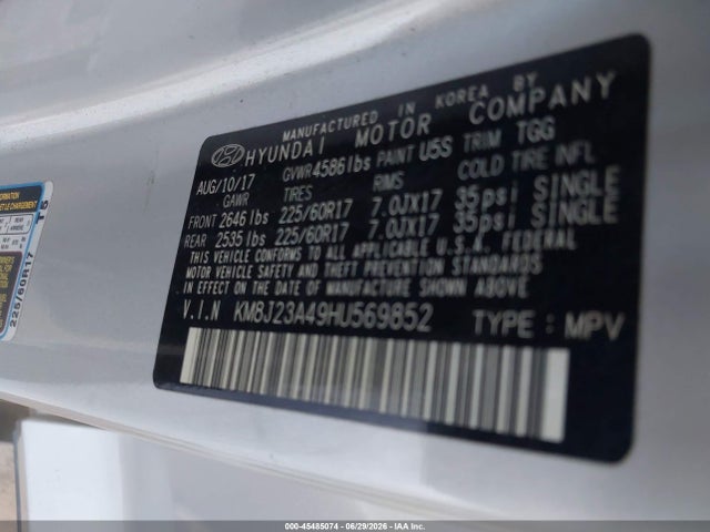 Hyundai TUCSON SE 2017 KM8J23A49HU569852 Image 9