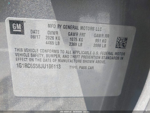 Chevrolet VOLT LT 2018 1G1RC6S58JU106113 Image 9