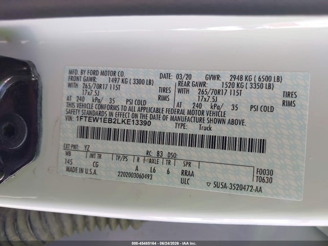 Ford F-150 Xl/xlt 2020 1FTEW1EB2LKE13390 Image 9