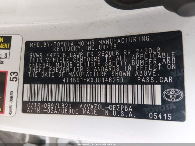 4T1B61HKXJU146253 Toyota CAMRY XSE