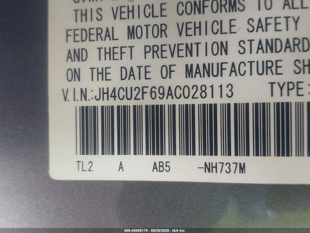 2010 Acura Tsx 2.4 მანქანა იყიდება აუქციონზე, vin: JH4CU2F69AC028113, აუქციონის ნომერი: 45485179