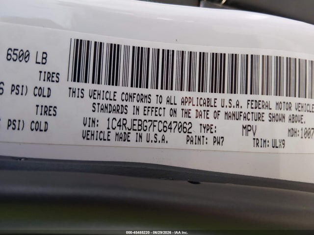 1C4RJEBG7FC647062 Jeep Grand Cherokee Limited