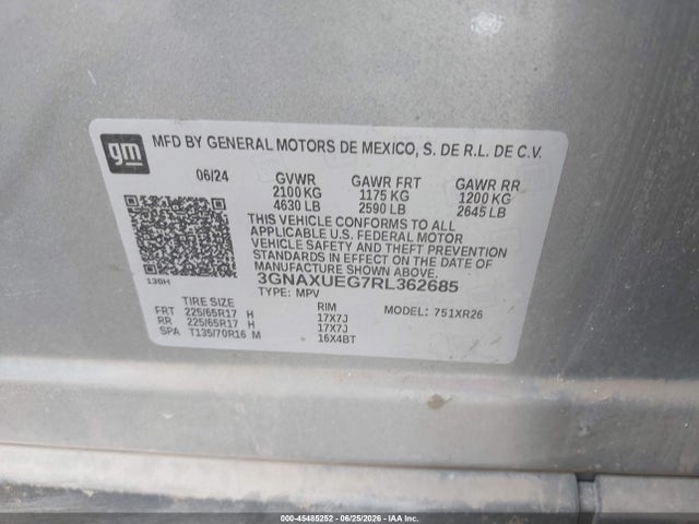 3GNAXUEG7RL362685 Chevrolet Equinox Awd Lt