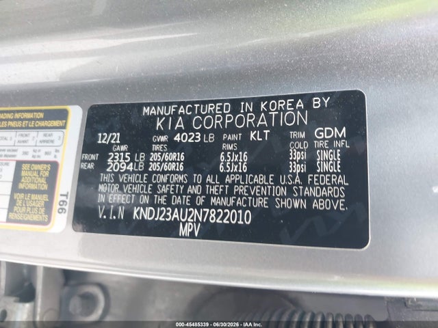 KIA SOUL LX 2022 KNDJ23AU2N7822010 Image 9