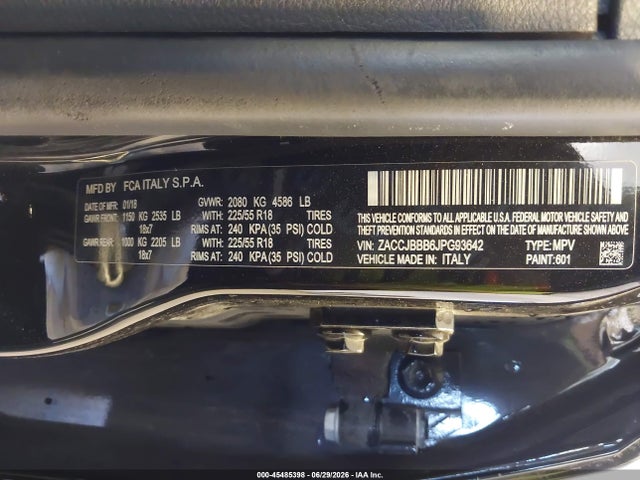 ZACCJBBB6JPG93642 Jeep Renegade Altitude 4x4