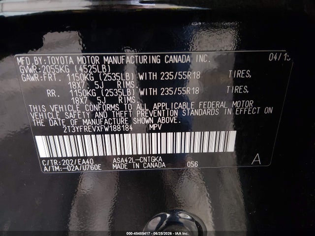 Toyota Rav4 Limited 2015 2T3YFREVXFW188184 Image 9
