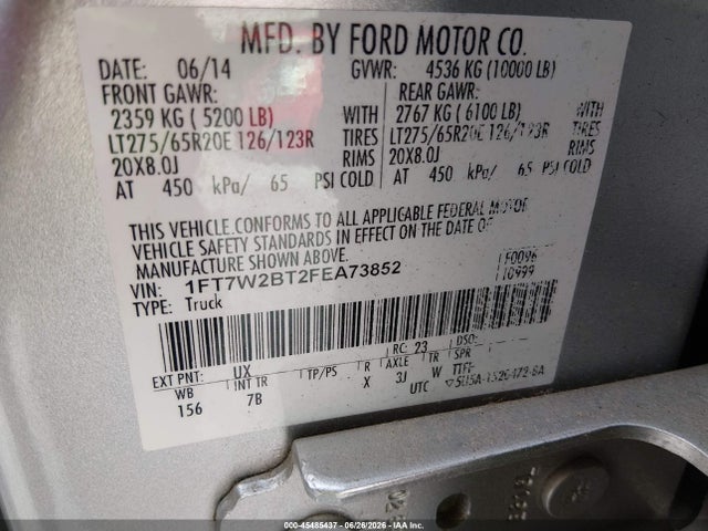 Ford F-250 Lariat 2015 1FT7W2BT2FEA73852 Image 9