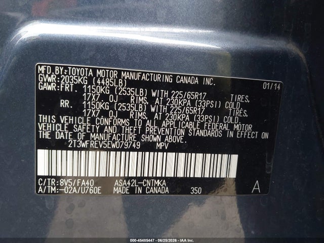Toyota Rav4 Xle 2014 2T3WFREV5EW079749 Image 9