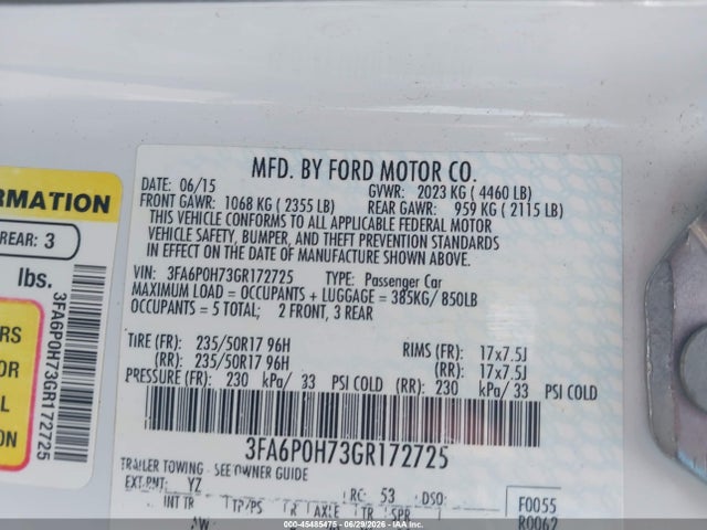 Ford FUSION SE 2016 3FA6P0H73GR172725 Image 9