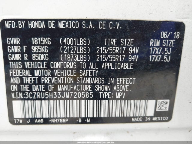 Honda HR-V LX 2018 3CZRU5H33JM720585 Image 9