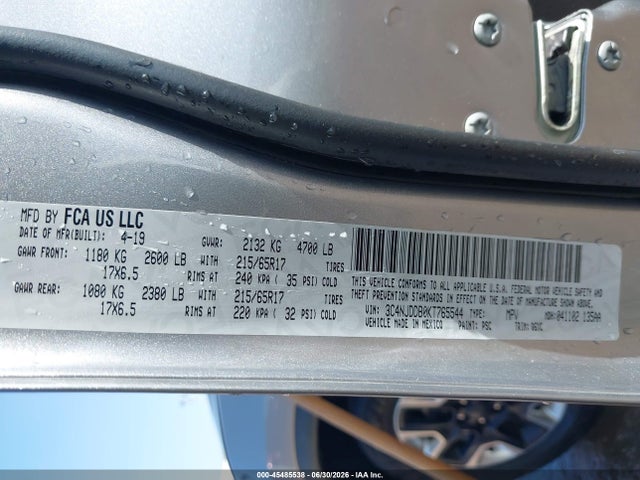 45485538 :رقم المزاد ، 3C4NJDDB0KT765544 vin ، 2019 Jeep Compass Trailhawk 4x4 مزاد بيع