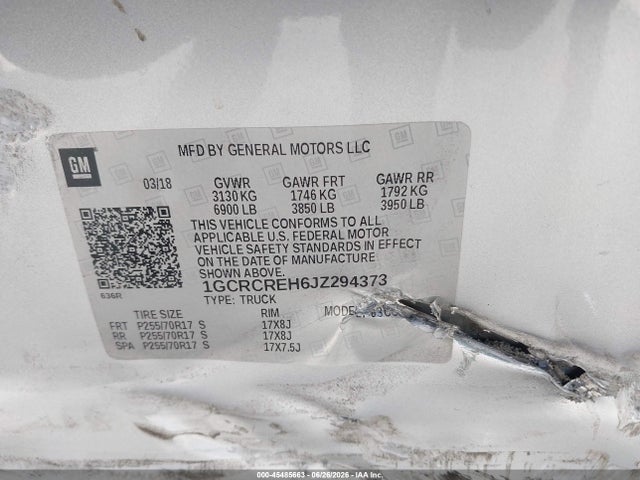 1GCRCREH6JZ294373 Chevrolet Silverado 1500 1lt