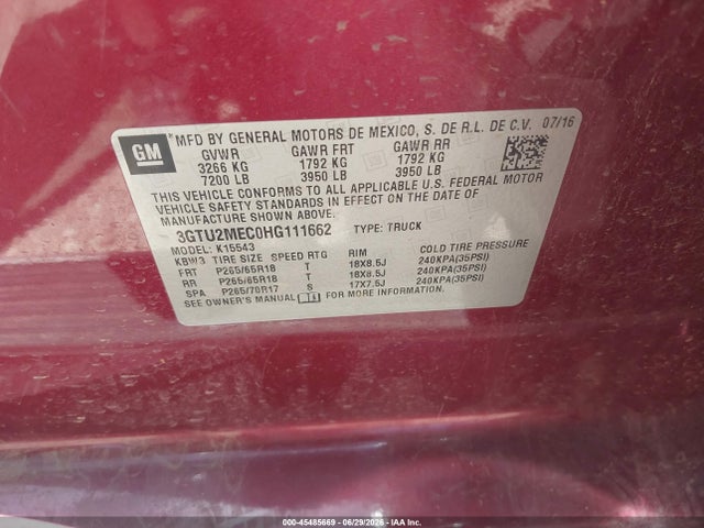 GMC Sierra 1500 Sle 2017 3GTU2MEC0HG111662 Image 9