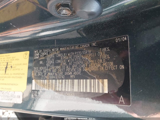 45485694 :رقم المزاد ، 2T2HA31U84C010740 vin ، 2004 Lexus Rx 330 مزاد بيع
