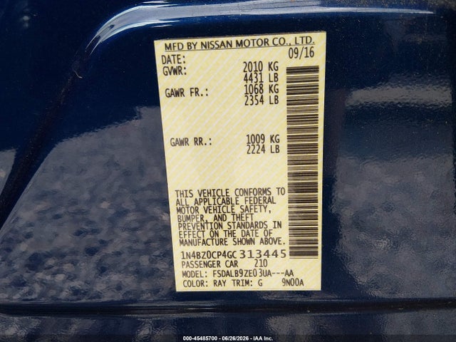 Nissan LEAF S 2016 1N4BZ0CP4GC313445 Image 9