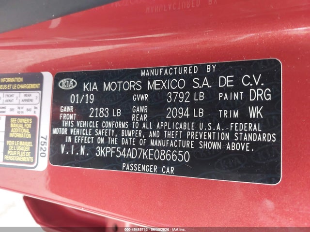 KIA FORTE EX 2019 3KPF54AD7KE086650 Image 9