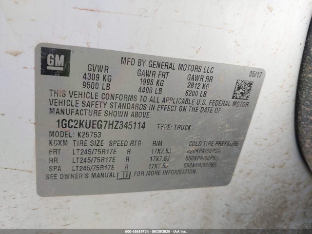 1GC2KUEG7HZ345114 Chevrolet Silverado 2500hd Work Truck