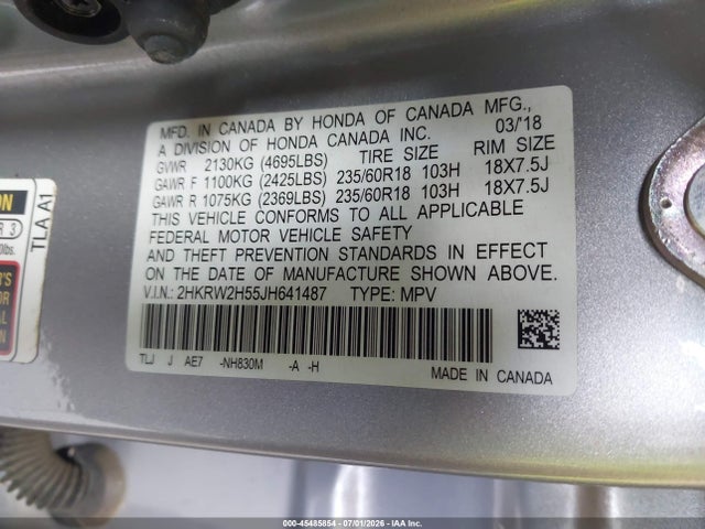 Honda CR-V EX 2018 2HKRW2H55JH641487 Image 9