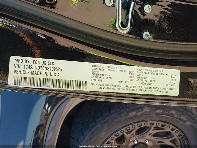 Продаж на аукціоні авто 2022 Jeep Wagoneer Series Iii 4x2, vin: 1C4SJUDT6NS109625, номер лоту: 45485855
