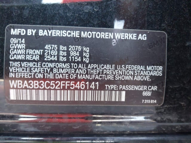 Продажа на аукционе авто 2015 Bmw 328i Xdrive, vin: WBA3B3C52FF546141, номер лота: 45485881