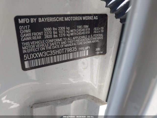 Aukcja sprzedaży 2017 Bmw X4 Xdrive28i, vin: 5UXXW3C35H0T79835, numer aukcji: 45485940